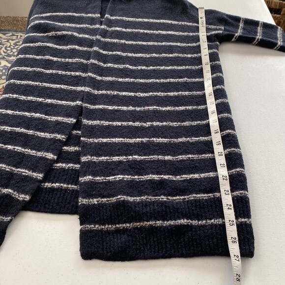 Vince Wool Blend Navy & White Stripe Open Front Cardigan Sweater Long Sleeves - Picture 12 of 14